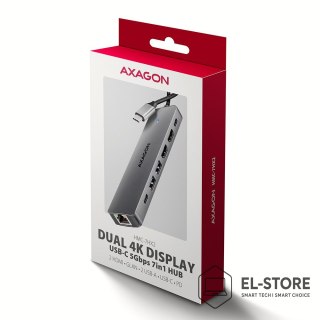 AXAGON Hub USB Axagon HMC-7HX2 USB 3.2 Gen 1 (3.1 Gen 1) Type-C Szary