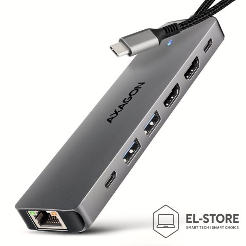 AXAGON Hub USB Axagon HMC-7HX2 USB 3.2 Gen 1 (3.1 Gen 1) Type-C Szary