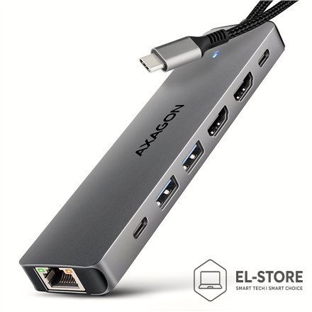 AXAGON Hub USB Axagon HMC-7HX2 USB 3.2 Gen 1 (3.1 Gen 1) Type-C Szary