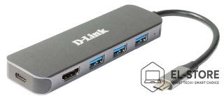 D-Link 5-IN-1 USB-C HUB W HDMI/1XHDMI 3XUSB3.0 1XUSB-C PORT