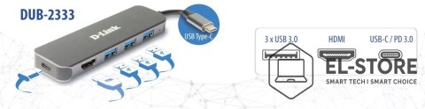 D-Link 5-IN-1 USB-C HUB W HDMI/1XHDMI 3XUSB3.0 1XUSB-C PORT