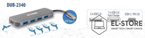 D-Link D-Link DUB-2340 huby i koncentratory USB Type-C 5000 Mbit/s Szary