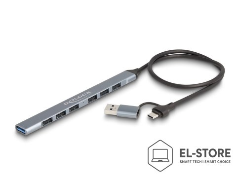 DELOCK DeLOCK 64273 huby i koncentratory USB 3.2 Gen 1 (3.1 Gen 1) Type-C 5000 Mbit/s Szary