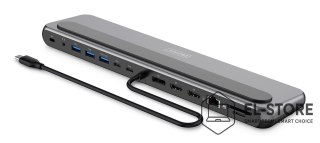 DIGITUS Stacja dokująca USB-C 12 portowa, max. 8K/30Hz z HDR, HDMI, DP, max. 3 monitory (MST), USB-C 3.2 Gen2, Gigabit Ethernet, SD/Micr