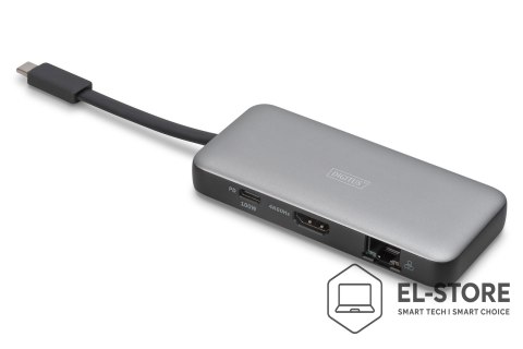 DIGITUS Stacja dokująca podróżna USB Typ C 7-portów HDMI 4K/60Hz PD 3.0