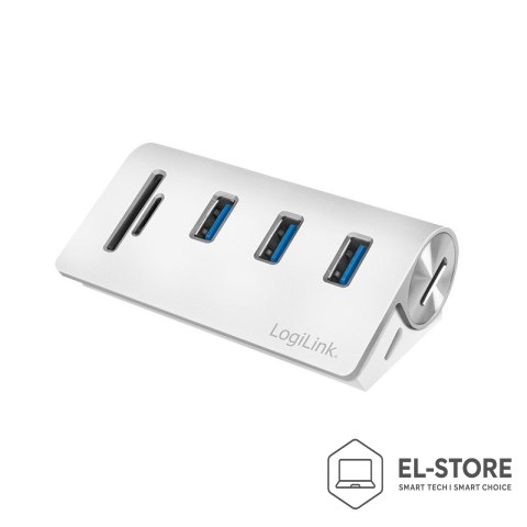 LogiLink LogiLink CR0045 huby i koncentratory USB 3.2 Gen 1 (3.1 Gen 1) Type-A 5000 Mbit/s Srebrny