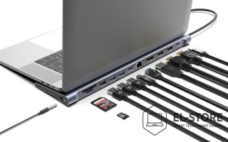 Manhattan MANHATTAN Stacja dokująca 12-w-1 4K 1xHDMI 2xDP 3xUSB-A