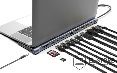 Manhattan MANHATTAN Stacja dokująca 12-w-1 4K 1xHDMI 2xDP 3xUSB-A