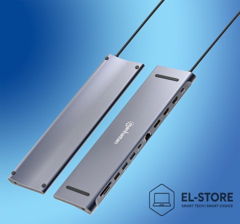 Manhattan MANHATTAN Stacja dokująca 12-w-1 4K 1xHDMI 2xDP 3xUSB-A