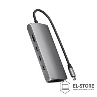 No name Adapter USB-C Satechi Multiport 8K - (USB-C, HDMI, 3x USB 3.2 Gen 2 10Gbps, 1x USB 3.2 Gen 1 5Gbps, czytnik kart SD UHS-II, Ethe