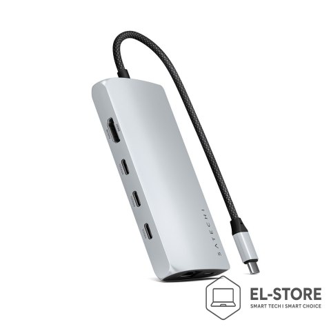 No name Adapter USB-C Satechi Multiport 8K - USB-C, HDMI, 3x USB 3.2 Gen 2 10Gbps, 1x USB 3.2 Gen 1 5Gbps, czytnik kart SD UHS-II, Ether