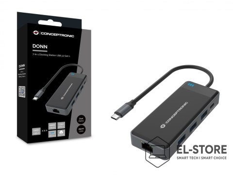 No name Conceptronic DONN14G stacja dokująca Przewodowa USB 3.2 Gen 1 (3.1 Gen 1) Type-C Szary