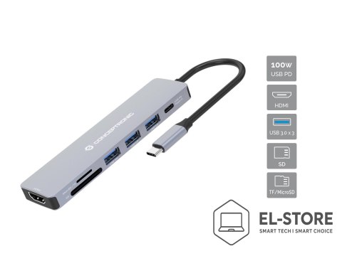 No name Conceptronic DONN19G stacja dokująca Przewodowa USB 3.2 Gen 1 (3.1 Gen 1) Type-C Szary