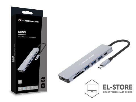 No name Conceptronic DONN19G stacja dokująca Przewodowa USB 3.2 Gen 1 (3.1 Gen 1) Type-C Szary
