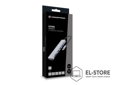 No name Conceptronic DONN19G stacja dokująca Przewodowa USB 3.2 Gen 1 (3.1 Gen 1) Type-C Szary