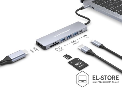 No name Conceptronic DONN19G stacja dokująca Przewodowa USB 3.2 Gen 1 (3.1 Gen 1) Type-C Szary