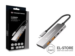 No name Conceptronic HUBBIES15G huby i koncentratory USB 3.2 Gen 2 (3.1 Gen 2) Type-C 10000 Mbit/s Szary