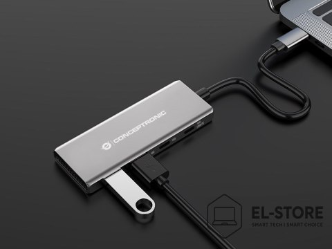 No name Conceptronic HUBBIES15G huby i koncentratory USB 3.2 Gen 2 (3.1 Gen 2) Type-C 10000 Mbit/s Szary