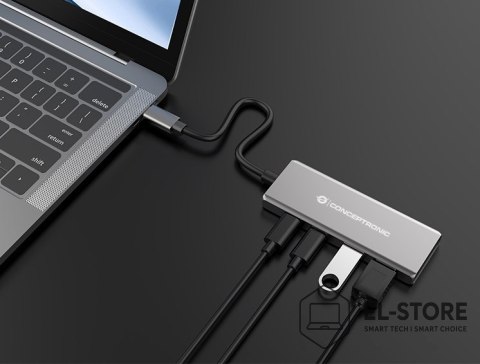 No name Conceptronic HUBBIES15G huby i koncentratory USB 3.2 Gen 2 (3.1 Gen 2) Type-C 10000 Mbit/s Szary