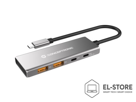 No name Conceptronic HUBBIES15G huby i koncentratory USB 3.2 Gen 2 (3.1 Gen 2) Type-C 10000 Mbit/s Szary