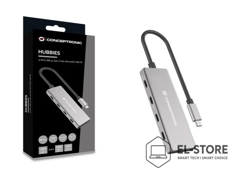 No name Conceptronic HUBBIES16G huby i koncentratory USB 3.2 Gen 2 (3.1 Gen 2) Type-C 10000 Mbit/s Szary