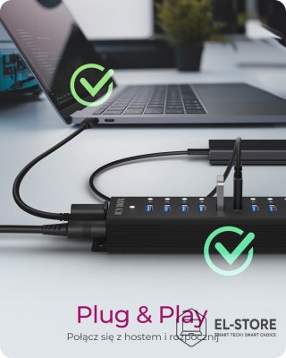 No name ICY BOX IB-HUB1717-U3 USB 3.2 Gen 1 (3.1 Gen 1) Type-A 5000 Mbit/s Czarny