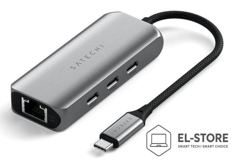 No name Satechi 4-In-1 USB-C Hub - hub do urządzeń mobilnych USB-C (3x USB-C 3.2 gen2 10Gbps, 2.5 Gigabit Ethernet) (space gray)