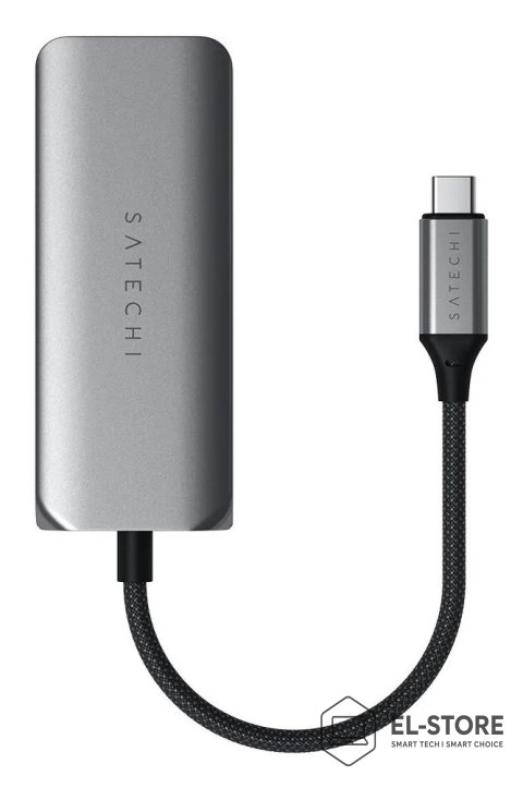 No name Satechi 4-In-1 USB-C Hub - hub do urządzeń mobilnych USB-C (3x USB-C 3.2 gen2 10Gbps, 2.5 Gigabit Ethernet) (space gray)