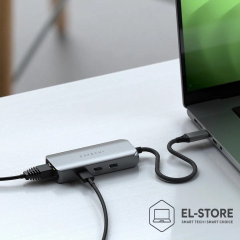 No name Satechi 4-In-1 USB-C Hub - hub do urządzeń mobilnych USB-C (3x USB-C 3.2 gen2 10Gbps, 2.5 Gigabit Ethernet) (space gray)