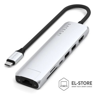 No name Satechi USB-C 7-w-1 Slim Multi Port Adapter Ethernet Srebrny