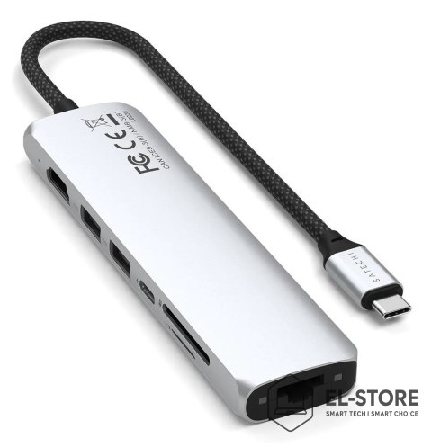 No name Satechi USB-C 7-w-1 Slim Multi Port Adapter Ethernet Srebrny