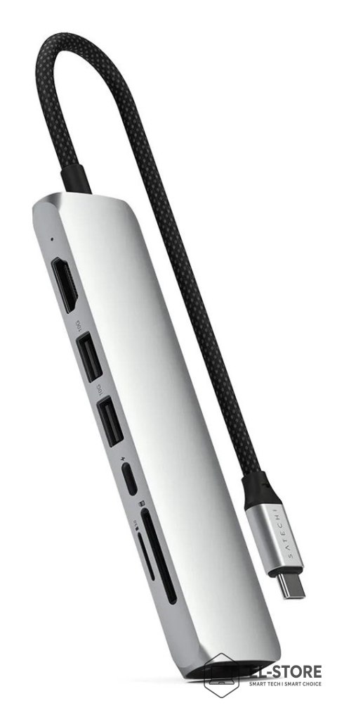No name Satechi USB-C 7-w-1 Slim Multi Port Adapter Ethernet Srebrny