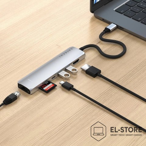 No name Satechi USB-C 7-w-1 Slim Multi Port Adapter Ethernet Srebrny