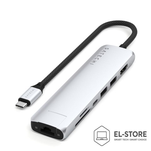 No name Satechi USB-C 7-w-1 Slim Multi Port Adapter Ethernet Srebrny