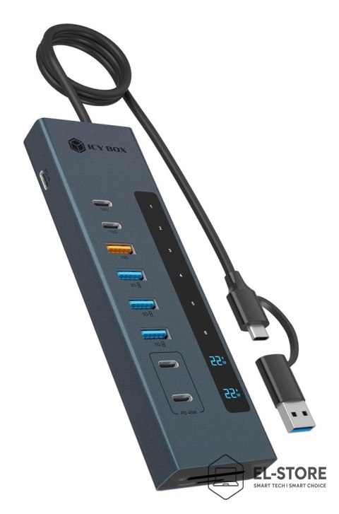 RAIDSONIC Hub 11-w-1 Hub IcyBox USB 3.2 z Type-C i czytnikiem kart