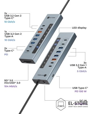 RAIDSONIC Hub 11-w-1 Hub IcyBox USB 3.2 z Type-C i czytnikiem kart