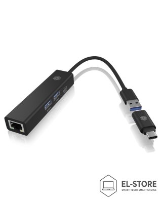 RAIDSONIC ICY BOX IB-HUB1439-LAN Przewodowa USB 3.2 Gen 1 (3.1 Gen 1) Type-A Czarny