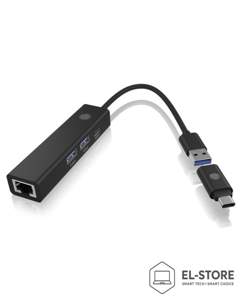 RAIDSONIC ICY BOX IB-HUB1439-LAN Przewodowa USB 3.2 Gen 1 (3.1 Gen 1) Type-A Czarny