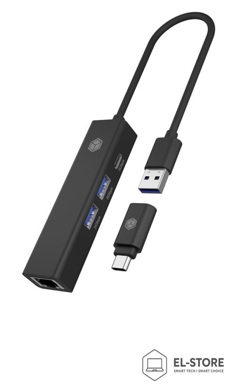 RAIDSONIC ICY BOX IB-HUB1439-LAN Przewodowa USB 3.2 Gen 1 (3.1 Gen 1) Type-A Czarny
