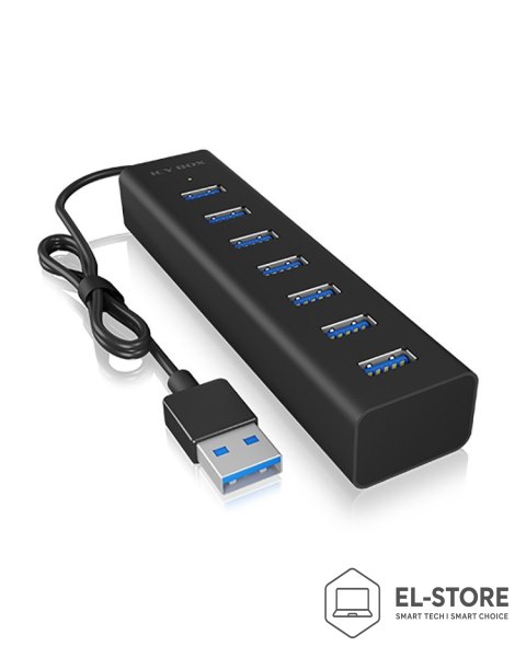 RAIDSONIC ICY BOX IB-HUB1700-U3 USB 3.2 Gen 1 (3.1 Gen 1) Type-A 5000 Mbit/s Czarny