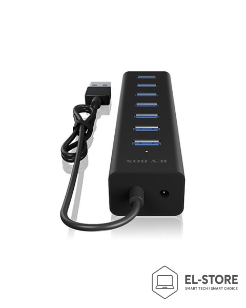 RAIDSONIC ICY BOX IB-HUB1700-U3 USB 3.2 Gen 1 (3.1 Gen 1) Type-A 5000 Mbit/s Czarny
