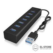RAIDSONIC ICY BOX IB-HUB1700-U3 USB 3.2 Gen 1 (3.1 Gen 1) Type-A 5000 Mbit/s Czarny