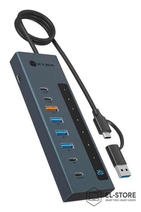 RAIDSONIC ICY BOX IB-HUB1743-CPD USB 3.2 Gen 2 (3.1 Gen 2) Type-A + Type-C 10000 Mbit/s Niebieski