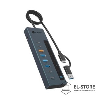 RAIDSONIC ICY BOX IB-HUB1743-CPD USB 3.2 Gen 2 (3.1 Gen 2) Type-A + Type-C 10000 Mbit/s Niebieski