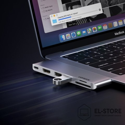 UGREEN HUB Ugreen CM380 2xUSB C - HDMI/2xUSB 3.0/SDTF/USB C PD - szary