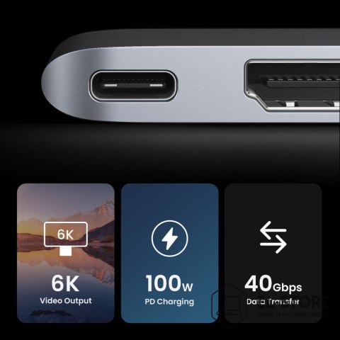 UGREEN HUB Ugreen CM380 2xUSB C - HDMI/2xUSB 3.0/SDTF/USB C PD - szary