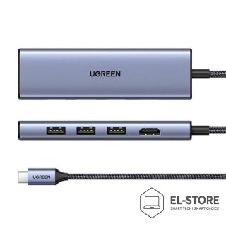 UGREEN Ugreen Adapter HUB CM511 USB-C do HDMI, 3x USB-A 3.0, SD/TF