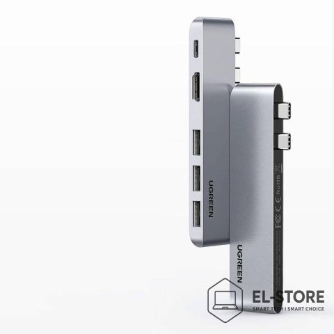 UGREEN Ugreen wielofunkcyjny HUB 2x USB Typ C na USB Typ C PD (Thunderbolt 3, 100W, 4K@60 Hz, 10 Gbps) / HDMI 4K@30 Hz / 3x USB 3.0 do 