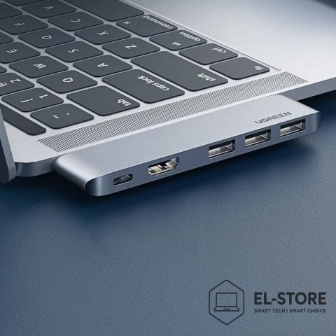 UGREEN Ugreen wielofunkcyjny HUB 2x USB Typ C na USB Typ C PD (Thunderbolt 3, 100W, 4K@60 Hz, 10 Gbps) / HDMI 4K@30 Hz / 3x USB 3.0 do 