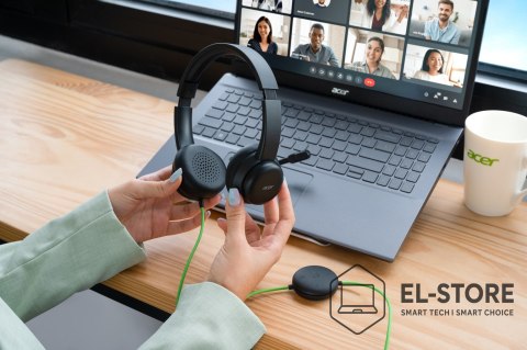 Acer Konferencyjny zestaw słuchawkowy Acer z mikrofonem, USB typu A, Czarny